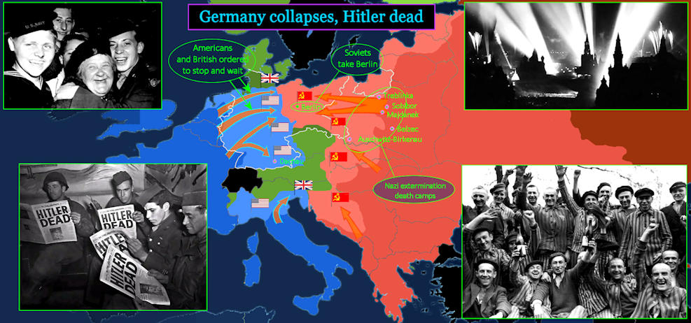 Fall of Berlin, Hitler suicide, 1945 map